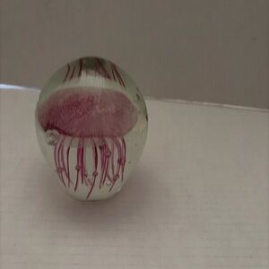 Source Unknown Pink Jellyfish Glass Paperweight